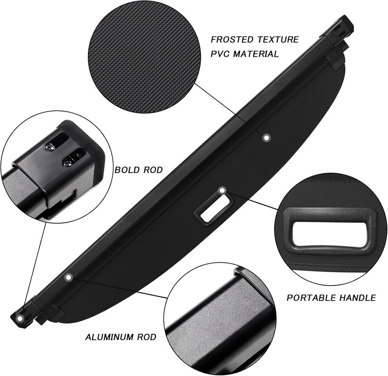 Sze Cargo Cover for VW Volkswagen Atlas Cross Sport 2020-2025 Retractable Trunk Cover Black Rear Trunk Security Cover Shielding Shade Waterproof-New Upgrade - Image 4